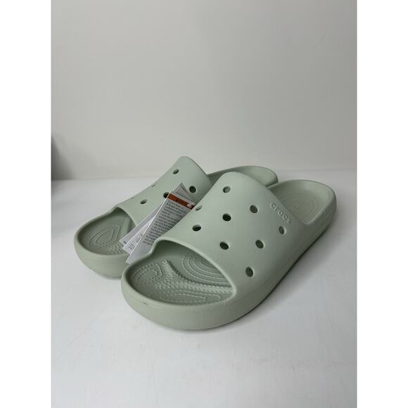 Crocs Classic Slides V2 Mens 13 Slip On Sandal Waterproof Mint Green - Picture 1 of 7
